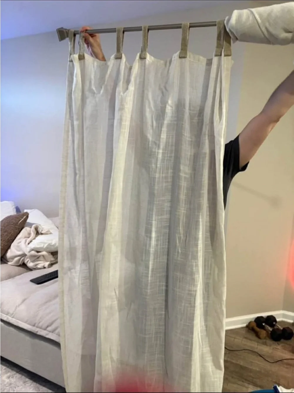 Sheer Cream Tab-Top Curtain Panel - Neutral Window Drape